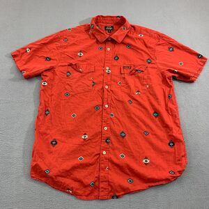 Billabong x Wrangler Shirt Mens XL Red Button Up Western Aztec Short Sleeve